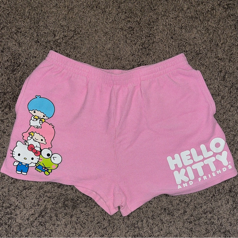 pink ribbed hello kitty and friends lounge shorts